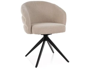 Krzesło tapicerowane obrotowe 180° ORES jasny beż - stelaż czarny 