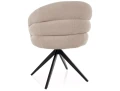Krzesło tapicerowane obrotowe 180° ORES jasny beż - stelaż czarny tył