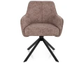 Krzesło tapicerowane obrotowe 180° NOTTI LEO ciemny beż - stelaż czarny do salonu, biura, jadalni