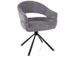 Krzesło tapicerowane obrotowe 180° BORGO LEO szary - stelaż czarny 