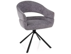 Krzesło tapicerowane obrotowe 180° BORGO LEO szary - stelaż czarny 