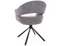 Krzesło tapicerowane obrotowe 180° BORGO LEO szary - stelaż czarny tył