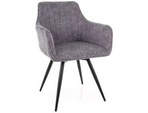 Krzesło tapicerowane obrotowe 180° BALLO LEO szare - stelaż czarny 