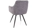 Krzesło tapicerowane obrotowe 180° BALLO LEO szare - stelaż czarny  tył