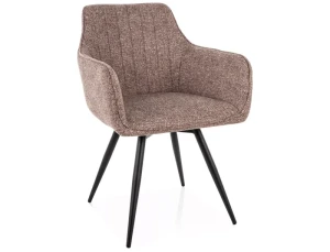 Krzesło tapicerowane obrotowe 180°  BALLO LEO ciemny beż - stelaż czarny 