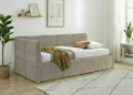 Łóżko tapicerowane z pojemnikiem 90x200 EMMA RAVEN ciemny beż