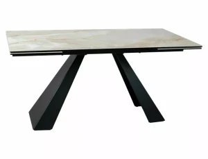 Stół rozkładany 160(240)x90 SALVADORE CERAMIC beż Onice Oro - stelaż czarny 