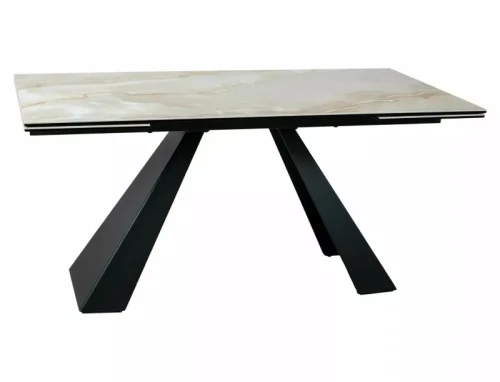 Stół rozkładany 160(240)x90 SALVADORE CERAMIC beż Onice Oro - stelaż czarny