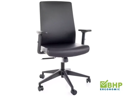 fotel obrotowy Q-085 czarny, fotel z regulacją wysokości, ergonomiczny fotel obrotowy do biura, czarny fotel biurowy z podłokietnikami, fotel BHP
