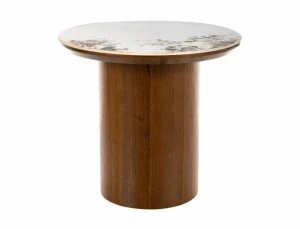 Ława ceramiczna RONDO CERAMIC FI45 biały Pandoro - orzech