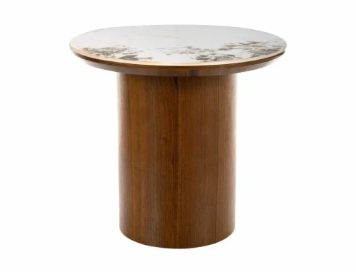 Ława ceramiczna RONDO CERAMIC FI45 biały Pandoro - orzech