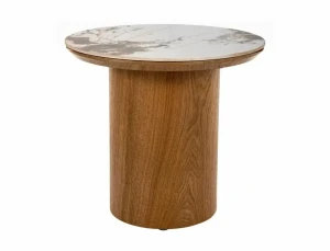 Ława ceramiczna RONDO CERAMIC FI45 biały Pandoro  - dąb  