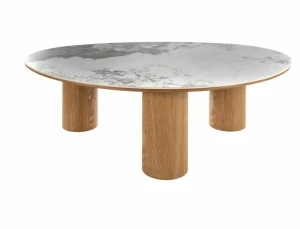Ława ceramiczna ADELIS 110x80 biały Pandoro - dąb