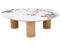 Nowoczesna Ława ceramiczna ADELIS 110x80 biały Pandoro - dąb