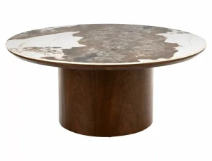 Ława ceramiczna RONDO CERAMIC FI80 biały Pandoro - orzech
