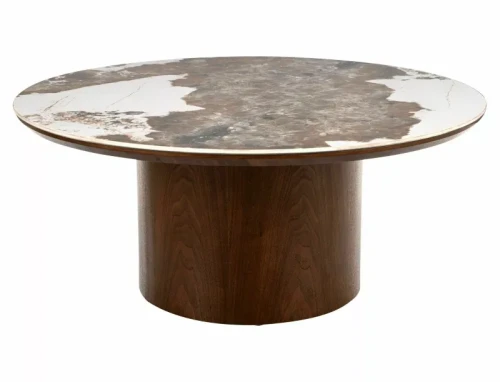 Ława ceramiczna RONDO CERAMIC FI80 biały Pandoro - orzech