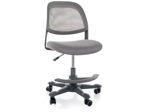 fotel obrotowy dziecięcy szary, fotel z podnóżkiem dla dziecka, fotel dziecięcy ergonomiczny, fotel do home office dla nastolatka, fotel młodzieżowy z regulacją wysokości