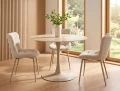 Stół okrągły FI 90 AMADEO CERAMIC travertine beż - stelaż kaszmir