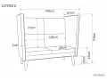 Sofa klubowa wysoka LOTOS 2 VELVET cappuccino wymiary