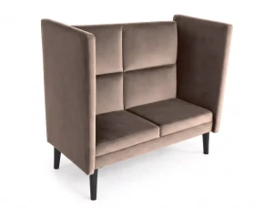 Sofa klubowa wysoka LOTOS 2 VELVET ciemny beż